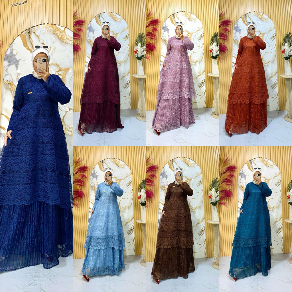 WULANDARI GAMIS BROKAT MALAYSIA  GAMIS MALAY SERAGAMAN PREMIUM SUPER MEWAH GAMIS PESTA TERBARU PAKAI
