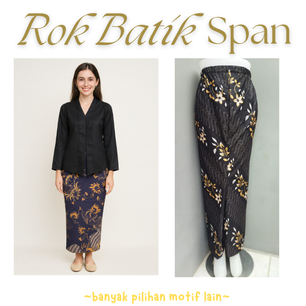 Rok Batik Span Bawahan Kebaya Rok Wisuda Rok Tunangan Motif Modern Belahan Depan Bahan Katun Adem