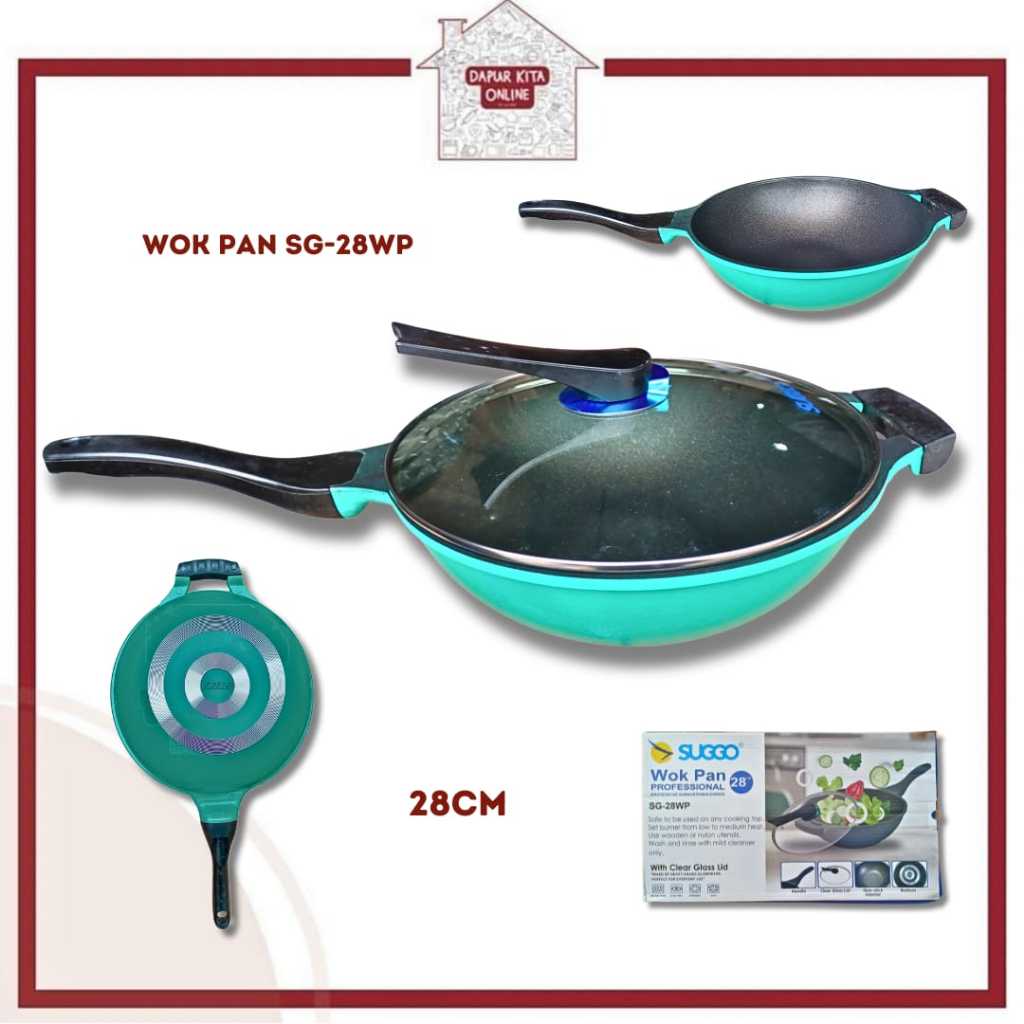 PANCI SUGGO WOK PAN 28CM 30CM 32CM / PANCI ANTI LENGKET / PANCI TUTUP KACA BERKUALITAS