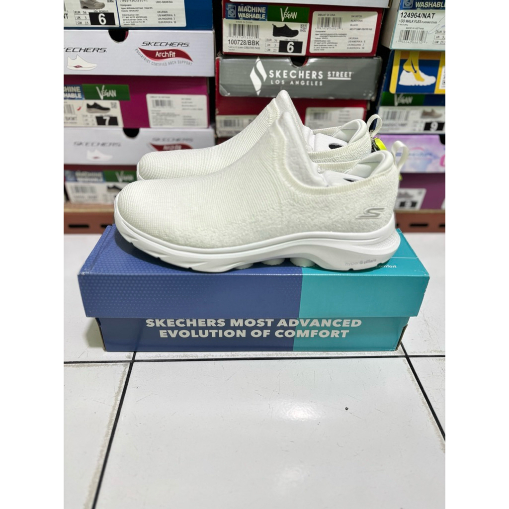 SIZE 38½,39 SKECHERS GO WALK 7.0 125243WSL SLIP ON WHITE PUTIH WOMAN ORIGINAL