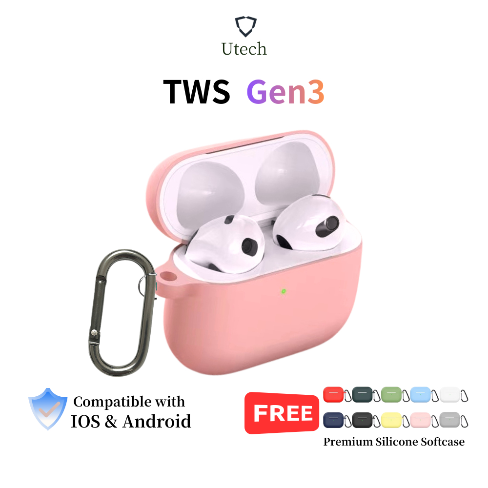 Utech Pods Gen3 TWS Bluetooth 5.3 Earphone Bluetooth with Microphone HiFi Stereo Bass Earbuds with F