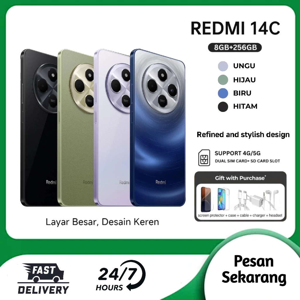 Xiaomi Redmi 14C NFC | Layar 6.88" AMOLED | Refresh rate 120 Hz | 50 MP dual kamera AI 8+256