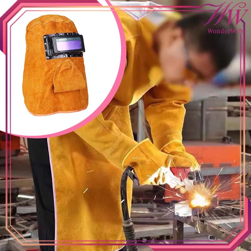 Topeng Las Kulit Sapi Topeng Welder Universal Helem Las Listrik Full Wajah Topeng Las Argon Otomatis