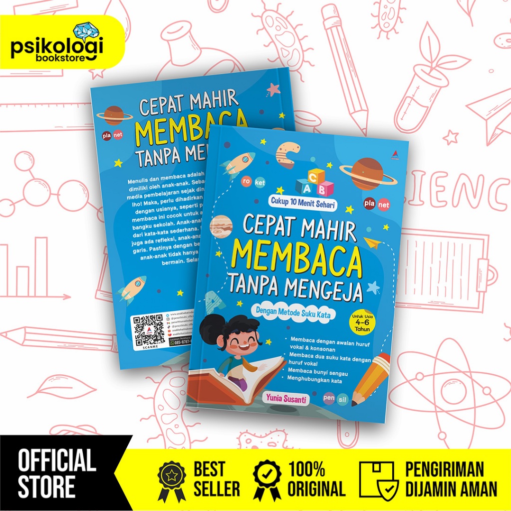 Buku Cepat Mahir Membaca Tanpa Mengeja : Dengan Metode Suku Kata - Psikologi Bookstore