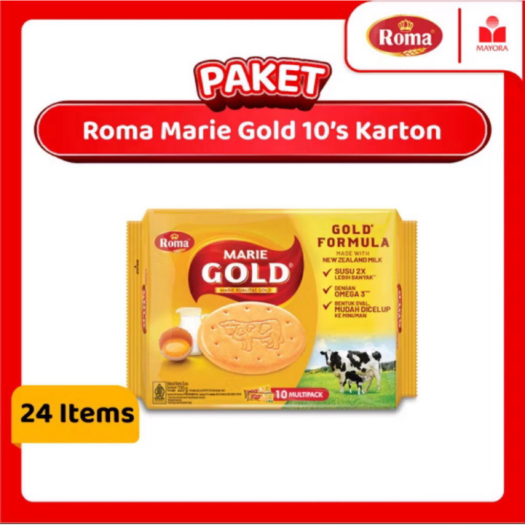 Roma Marie Gold Multipack Karton – Isi 24 Pack | Biskuit Susu Premium Rasa Lebih Gurih & Bergizi