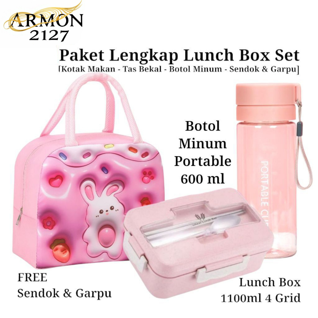 Lunch Box Set Anak BPA Free Tahan Panas Dingin