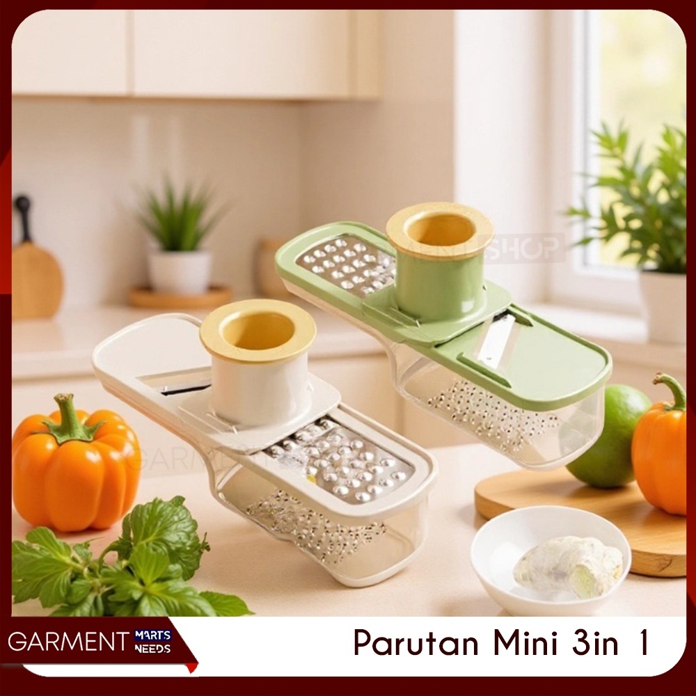 Parutan Mini 3in1 Alat Pengiris Bawang Cutter Portable Penghalus Penggiling Parut Jahe Kunyit Bumbu 
