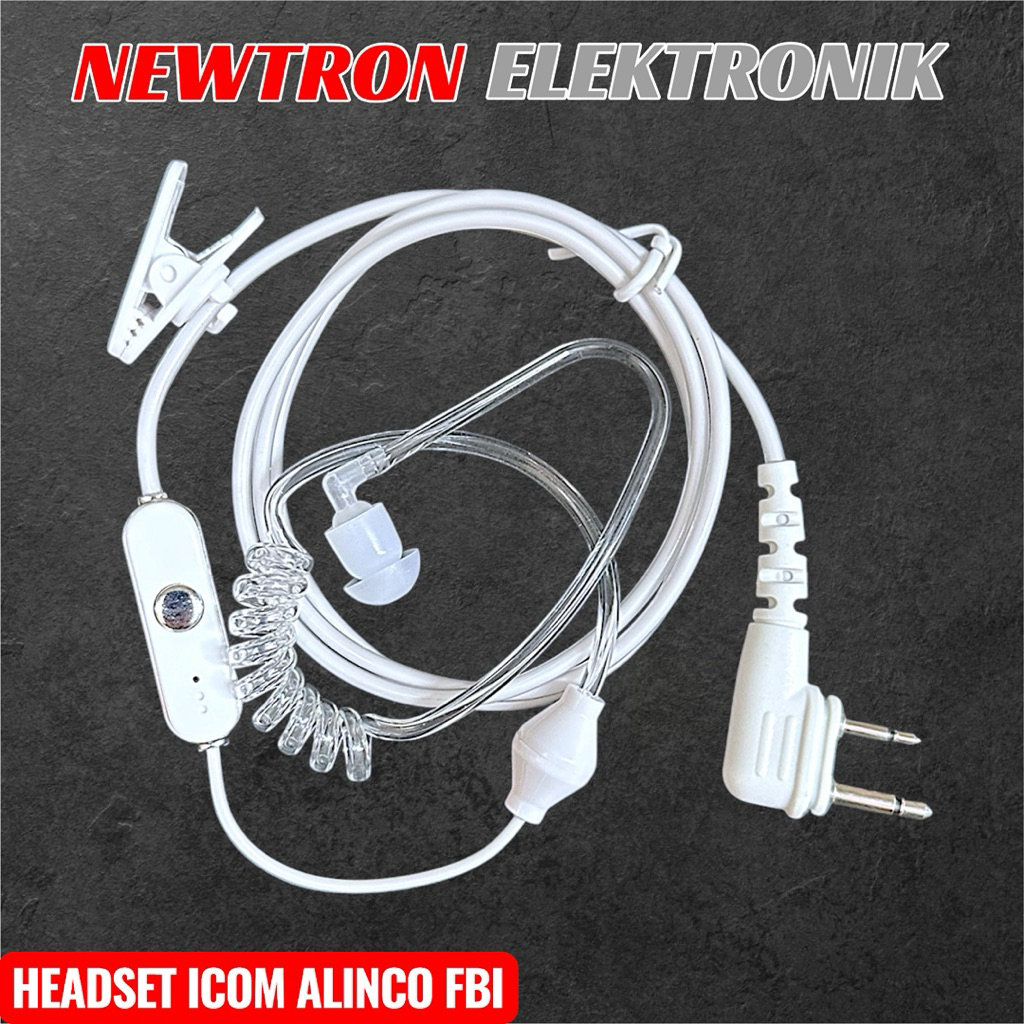 Headset HT ICOM Alinco FBI Putih DJCRX5 IC V80 V86 DJ A10 W10 W100 CRX1 CRX3 CRX5 CRX7 W35 W58 DJA10