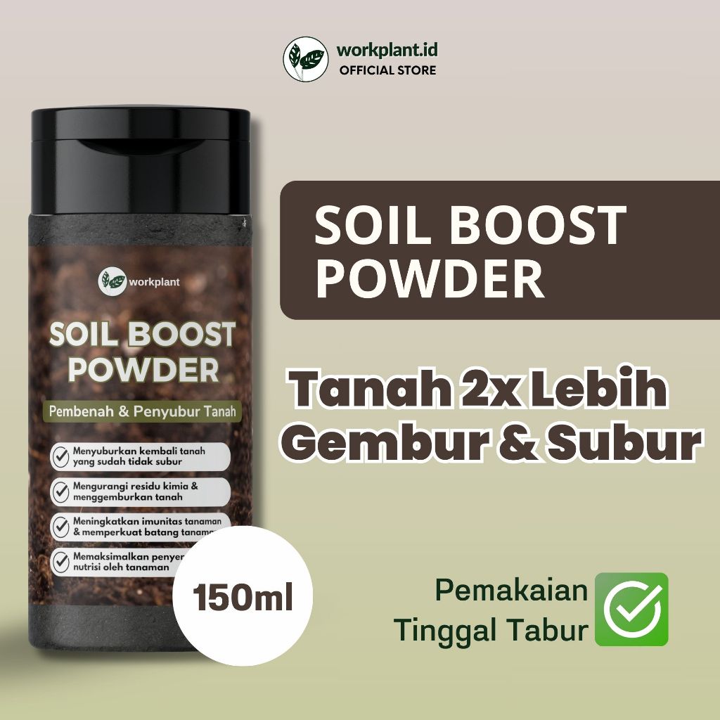 Workplant - Soil Boost Powder Asam Humat Serbuk Pembenah Tanah & Penyubur Tanaman Tanah Gembur