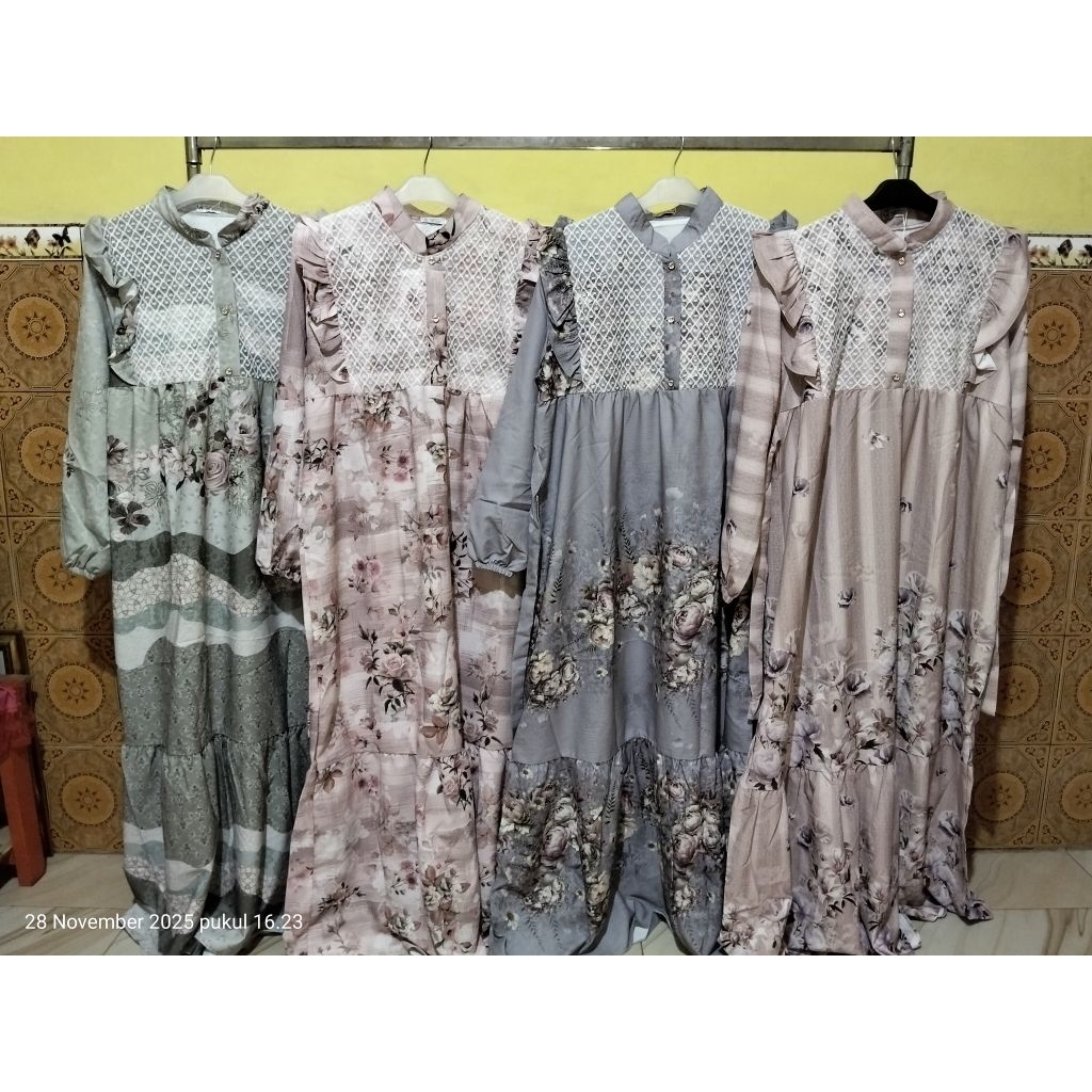 Gamis Wanita Terbaru Printing bunga Premium, Coconichie Premium