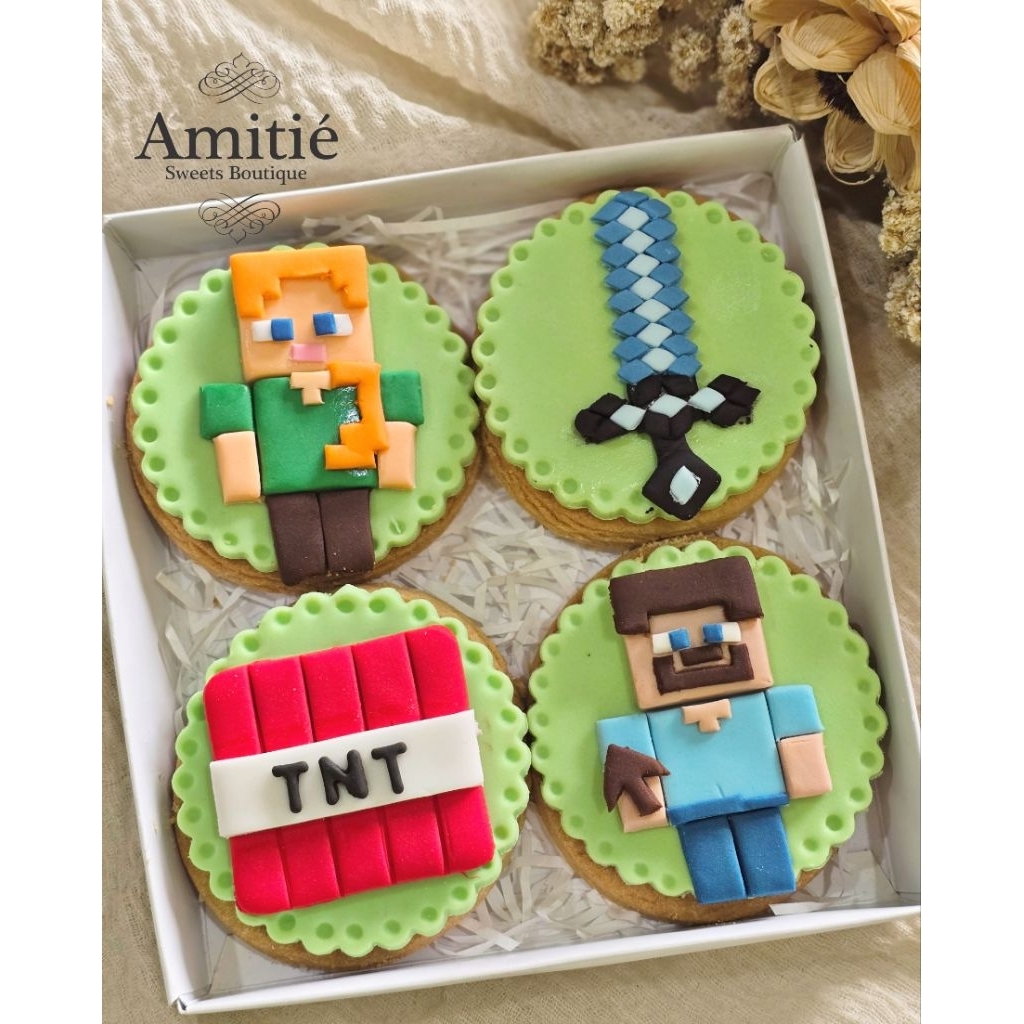 Minecraft Cookies Deco isi 4 /  Cookies Hampers / Birthday Gift / Birthday Hampers / Kukis Natal / B