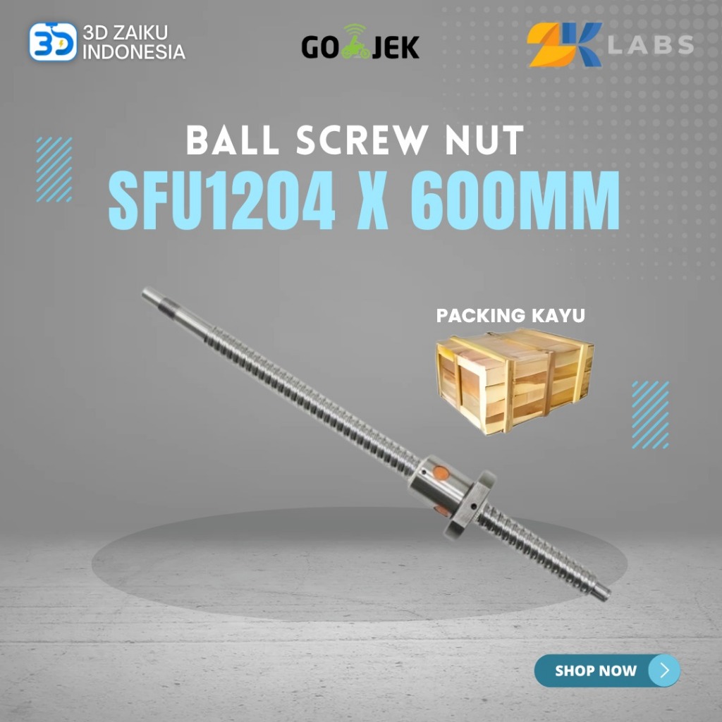 ZKLabs CNC Router Ball Screw SFU1204 with Ball Screw Nut 600 mm Length