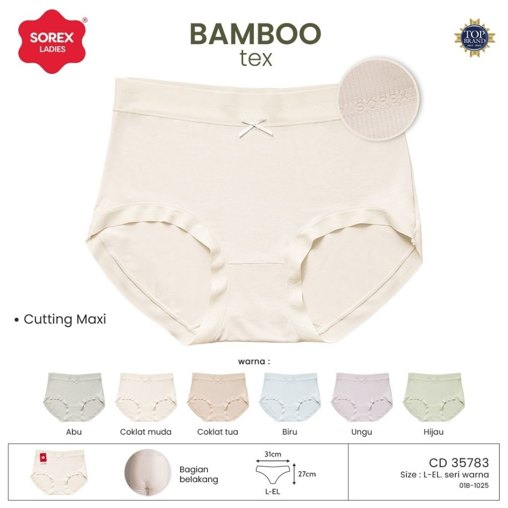 3 Pcs CD Sorex Celana Dalam Wanita BAMBOO Tex 35783 Maxi