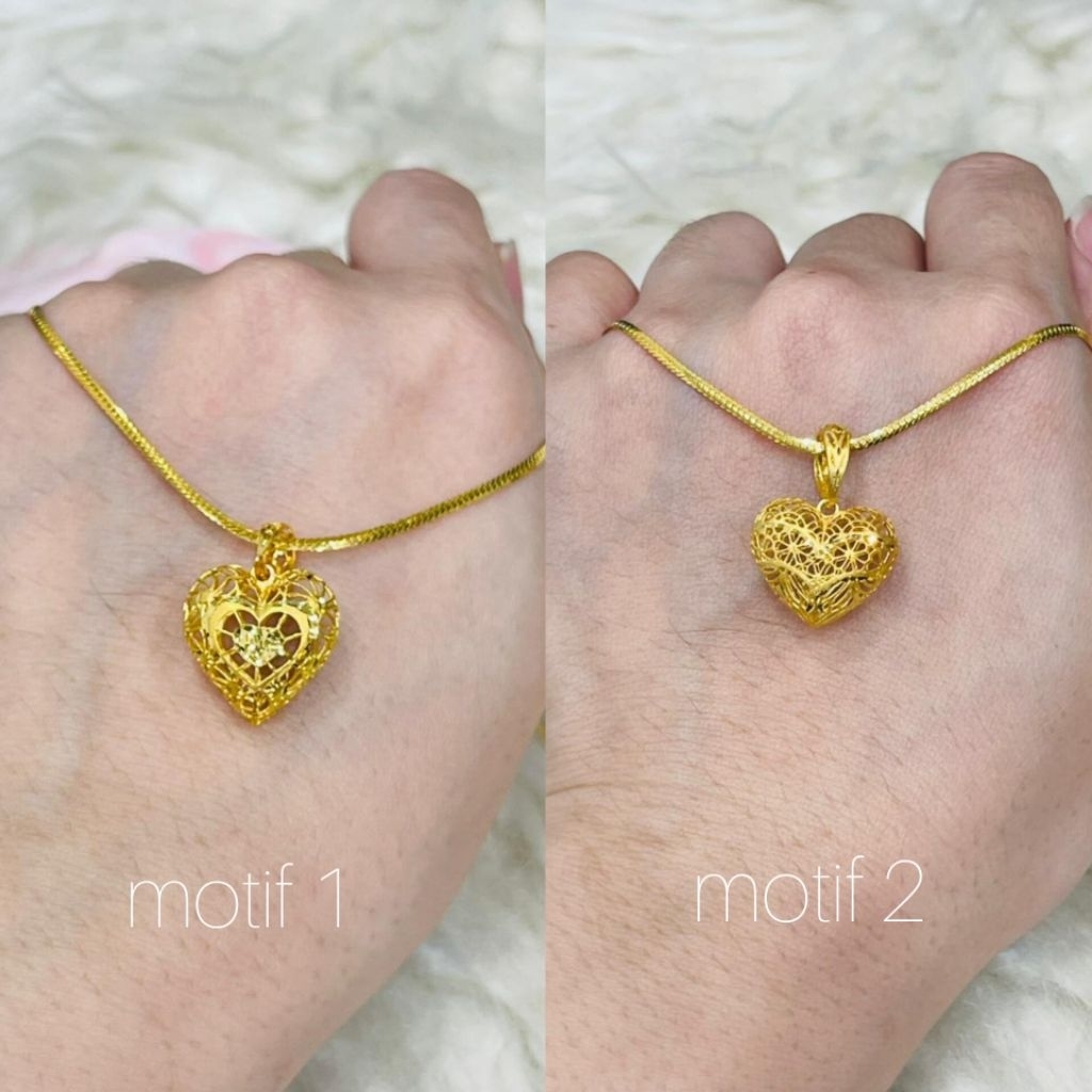 kalung with liontin love kerawang dua motif terbaru emas asli kadar 700