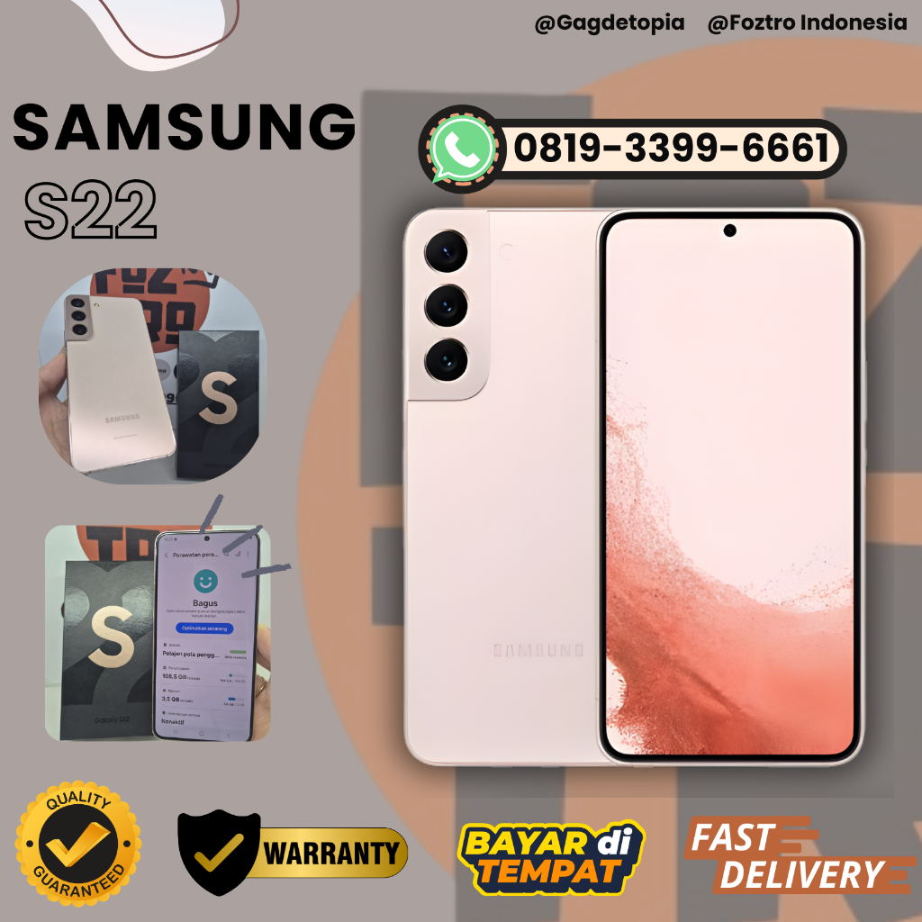 Samsung S22 5G 8/128GB 8/256GB Pink Gold Fullset No Minus