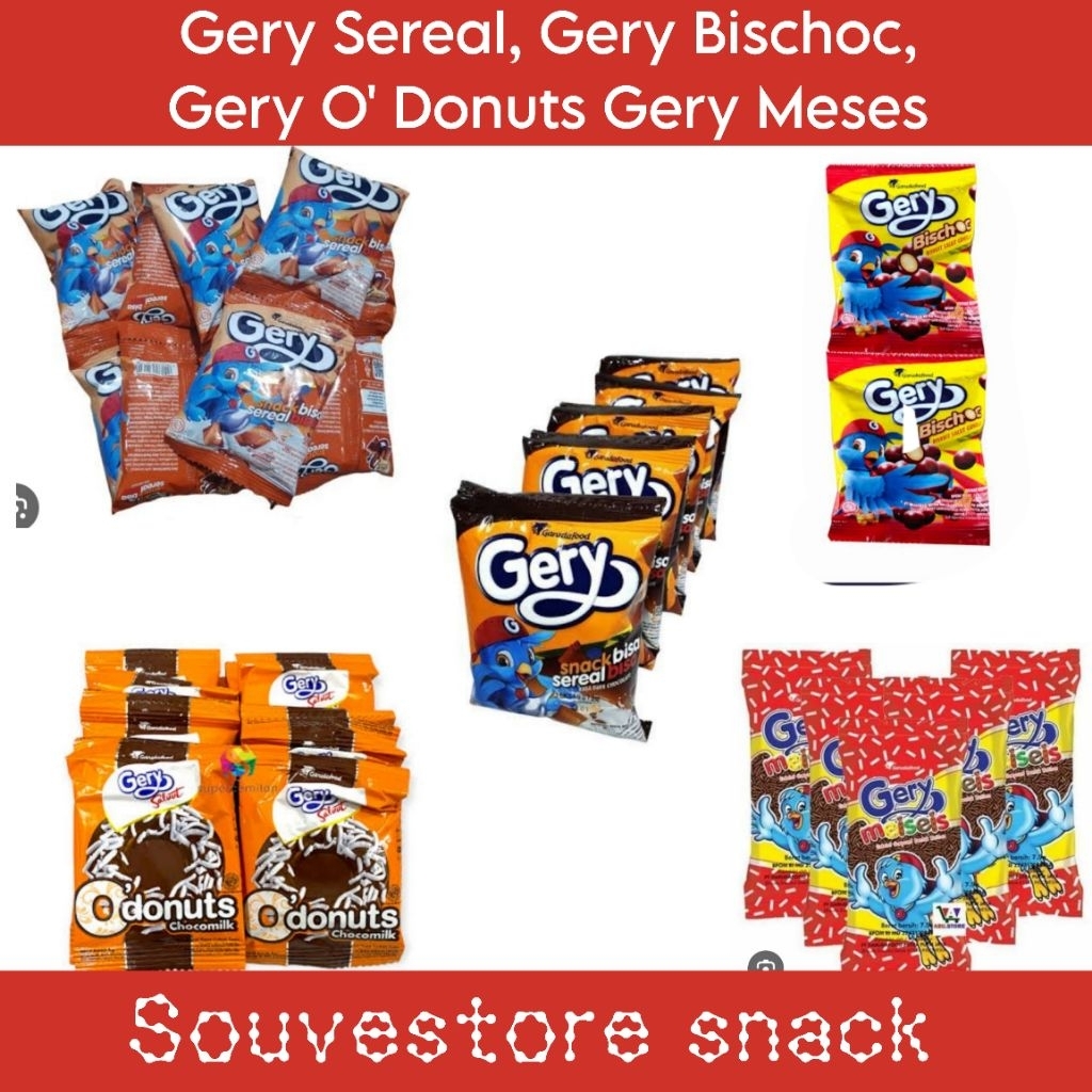 Gery Snack sereal 500 Gery bischoc 500 Gery Meisis Gery O Donuts Gery Sereal 1000 Renceng isi 10