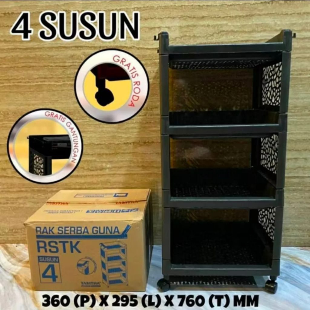 PXTON Rak Yoyo Plastik 4 Susun + Roda Rak 4 Susun Plastik Ekonomis Minimalis RAK YOYO MEDIUM PXTON 4