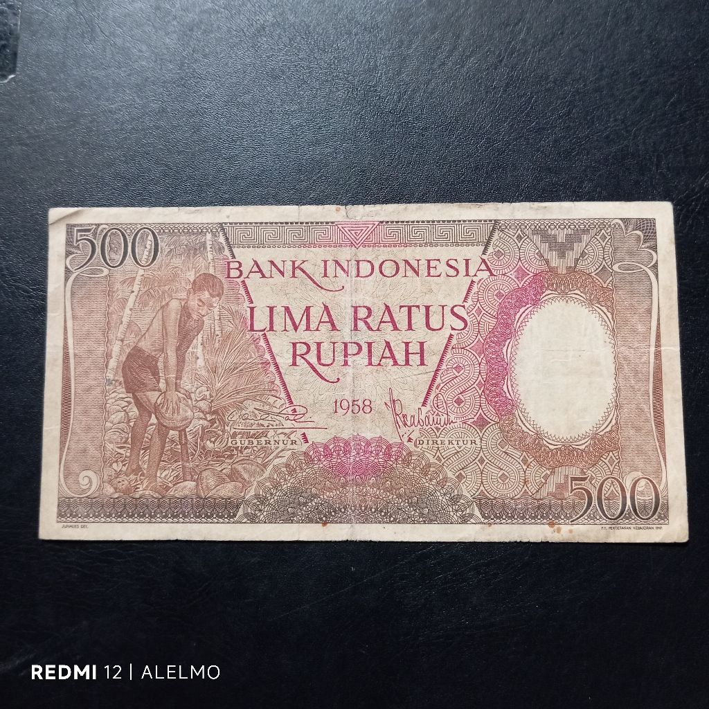 uang kertas kuno 500 seri pekerja tahun 1958 bekas asli
