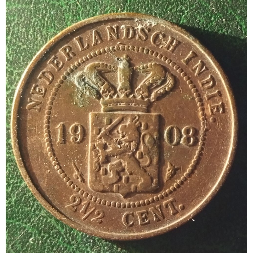 koin 2,5 cent Nederland indie thn 1908 detail bagus 100% asli