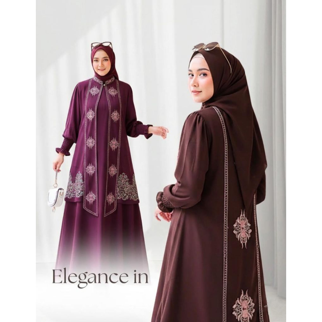 shanas dres gamis mewah ceruty mix bordir yang indah gamis busui 2layer dengan outher terpisah