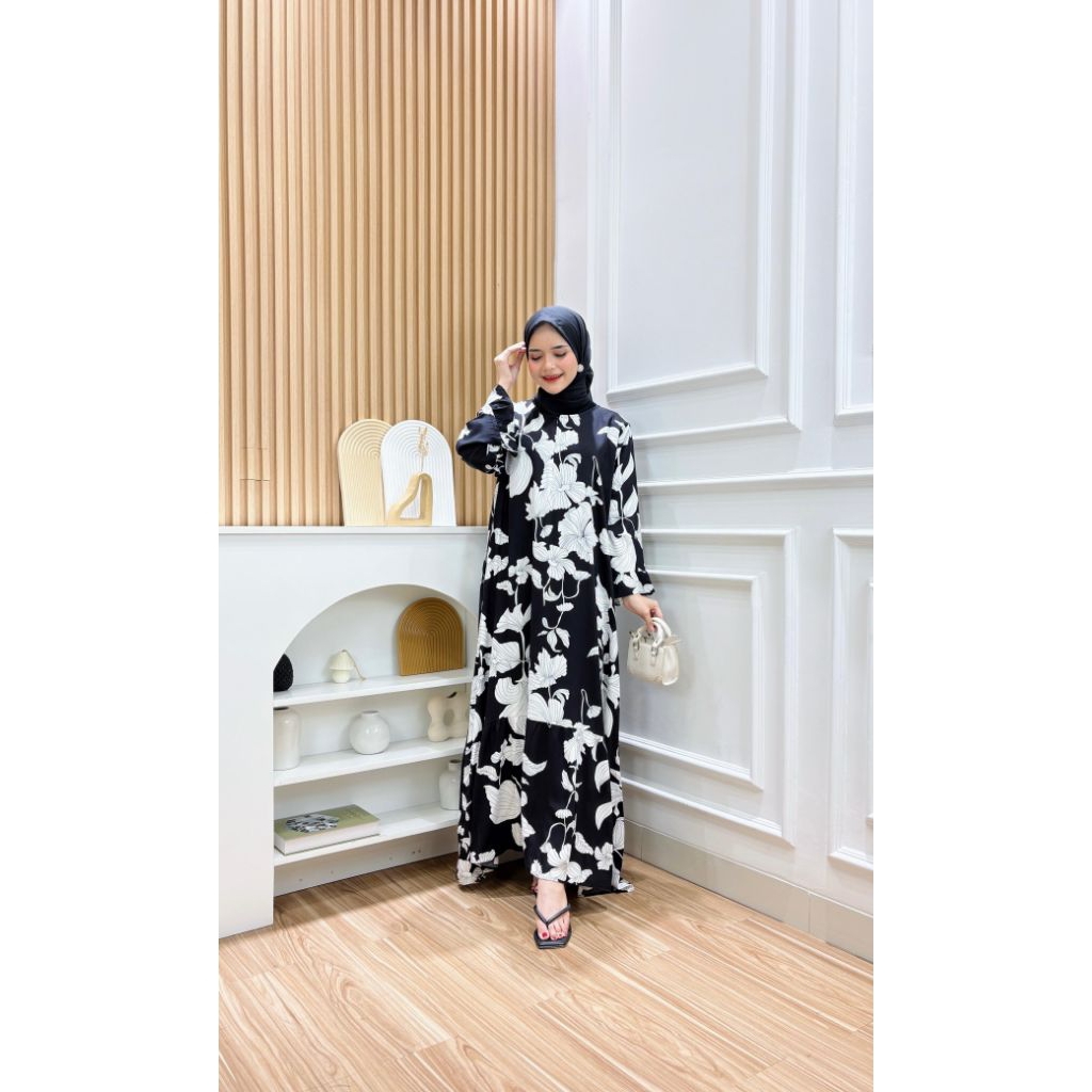 baju Jasmine Sabrina Ruffle dress katun rayon twill premium by kanaya terbaru kekinian