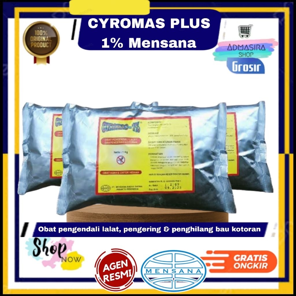 CYROMAS PLUS 1% 1kg Obat anti lalat pengendali larva lalat penghilang pengering bau kotoran ternak a