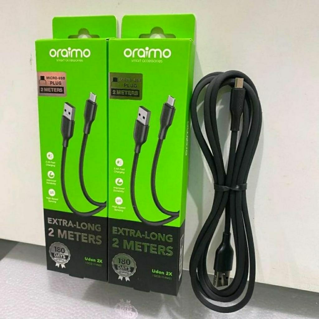 ORAIMO KABEL DATA 2METER OCD-114M2 Micro OCD114C2 Type C OCD114L2 iphone Udon 2X Extra Long Fast Cha