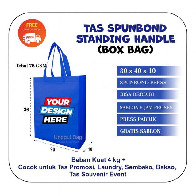 TAS SERBAGUNA SPUNBOND SABLON CUSTOM 30x40x10