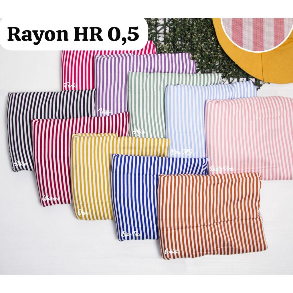Kain Katun Rayon Viscose Motif Salur Premium | Kain Katun Rayon Salur (0,5 Meter)