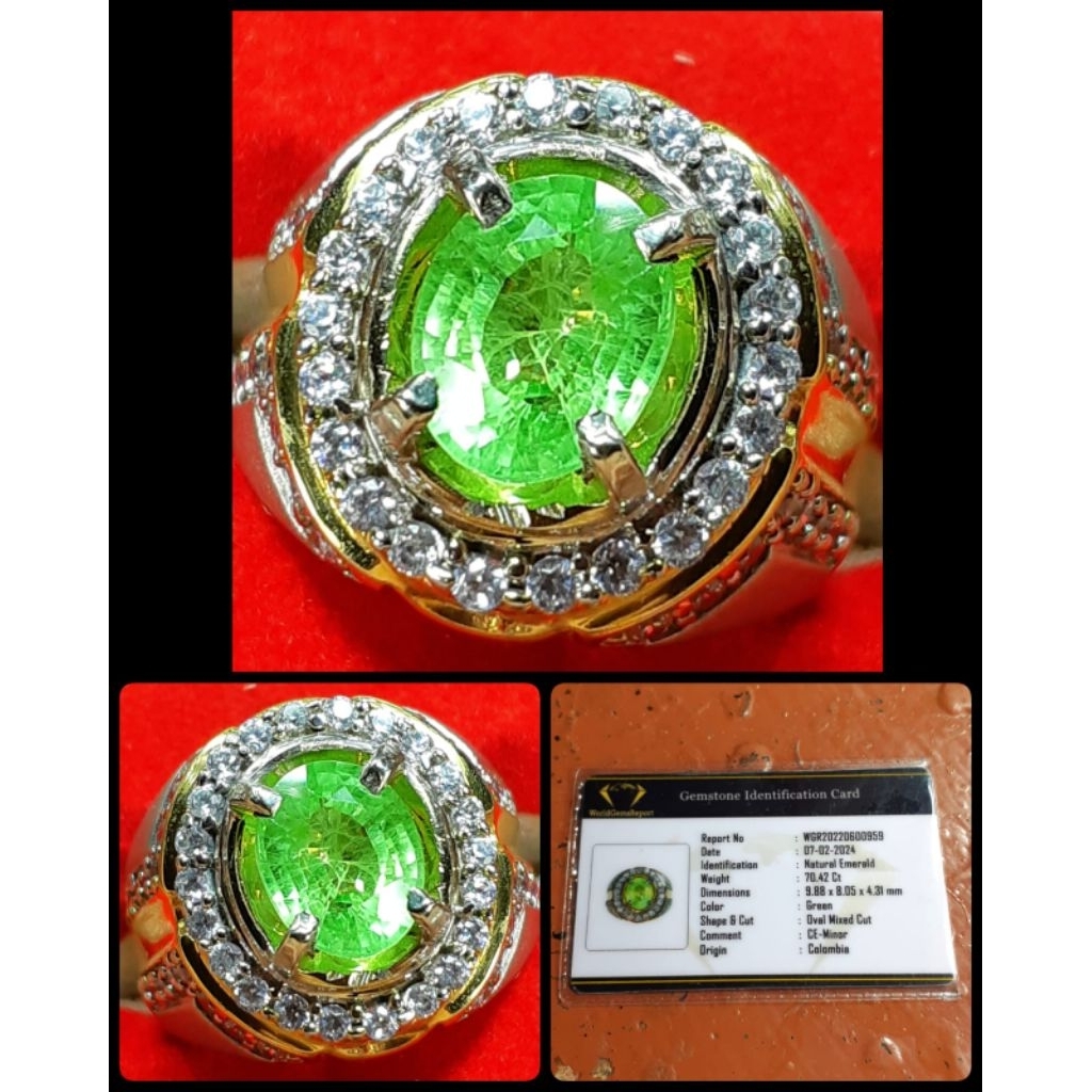 batu mulia asli Jamrud Colombia kristal + memo lab