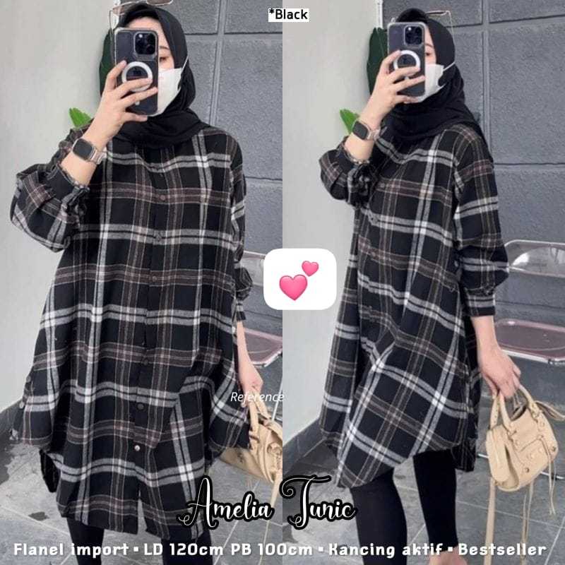 AMELIA TUNIK WANITA JUMBO LD 120/ ATASAN WANITA TERBARU / TUNIK MOTIF KOTAK