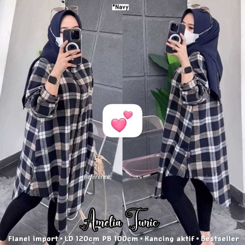 [[ PROMO ]] TUNIK MOTIF KOTAK FLANEL JUMBO LD 120/ ATASAN WANITA TERBARU / TUNIK MOTIF KOTAK