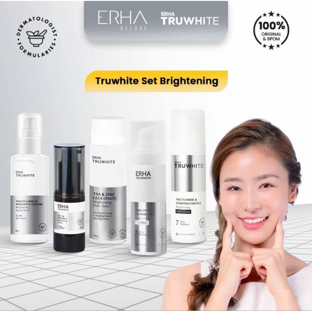 ERHA Paket Pemutih Wajah Truwhite Brightening 5pcs Perawatan Lengkap