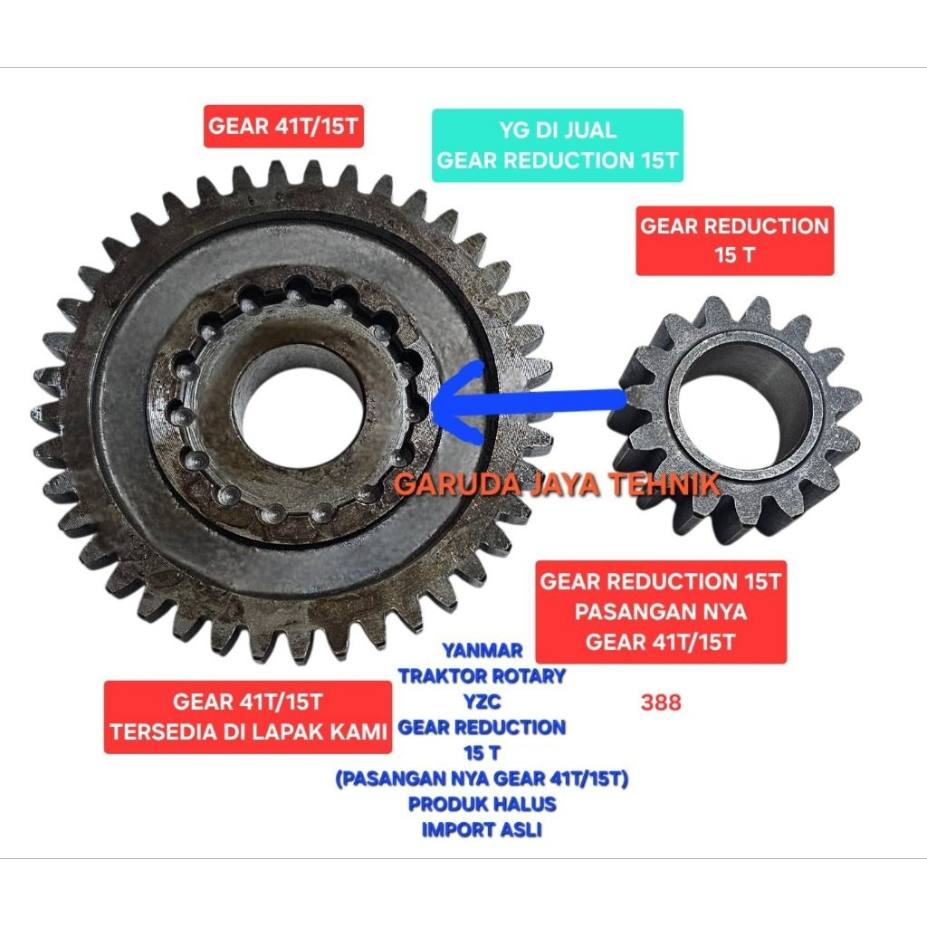 Mesin traktor tangan yanmar TF85 TF105 yzc yst. Gear reduction 15T yzc yst pro xl. gigi 15t yzc yst 