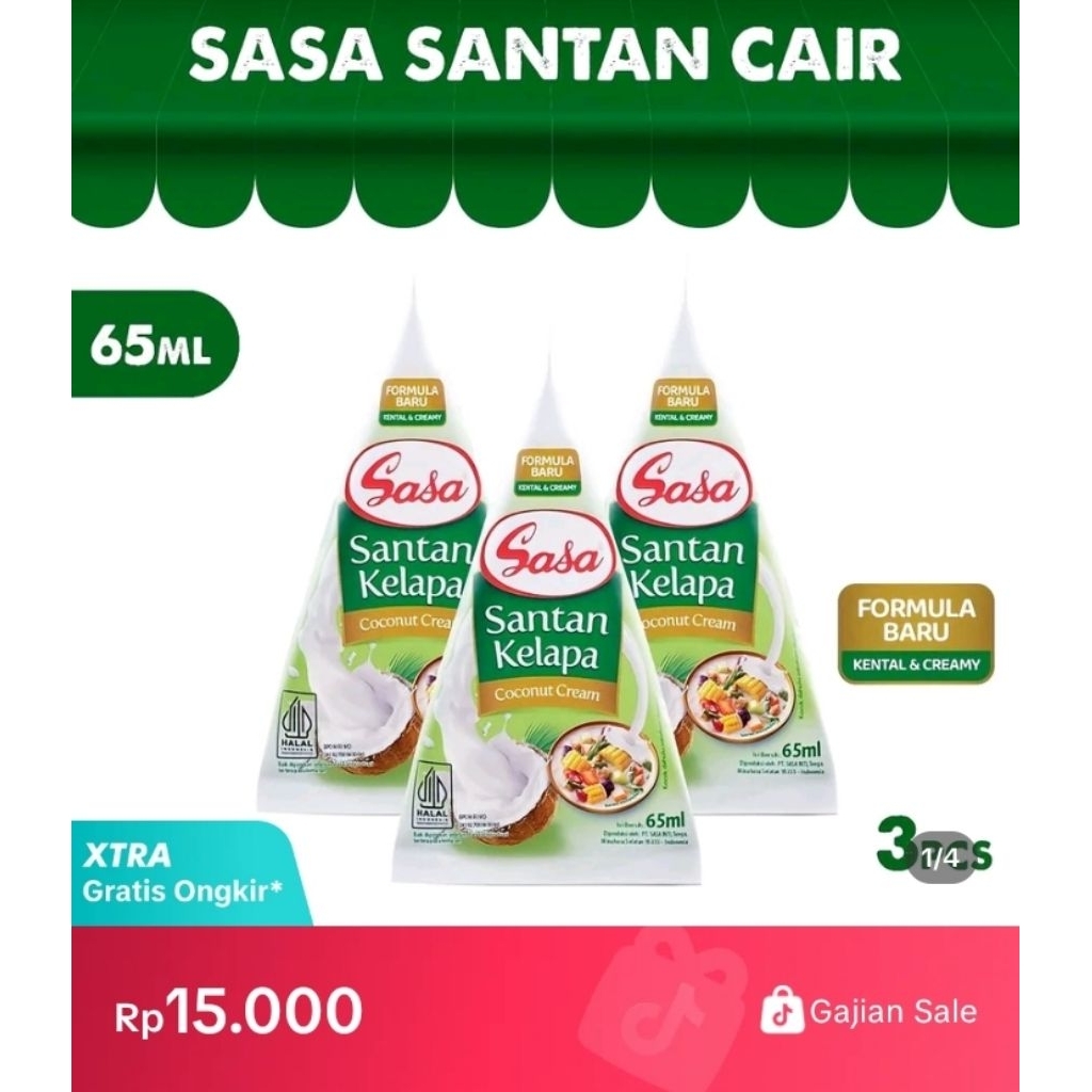 SANTAN CAIR SASA DAPAT 3 PACK KEMASAN KECIL MURAH SANTAN INSTAN