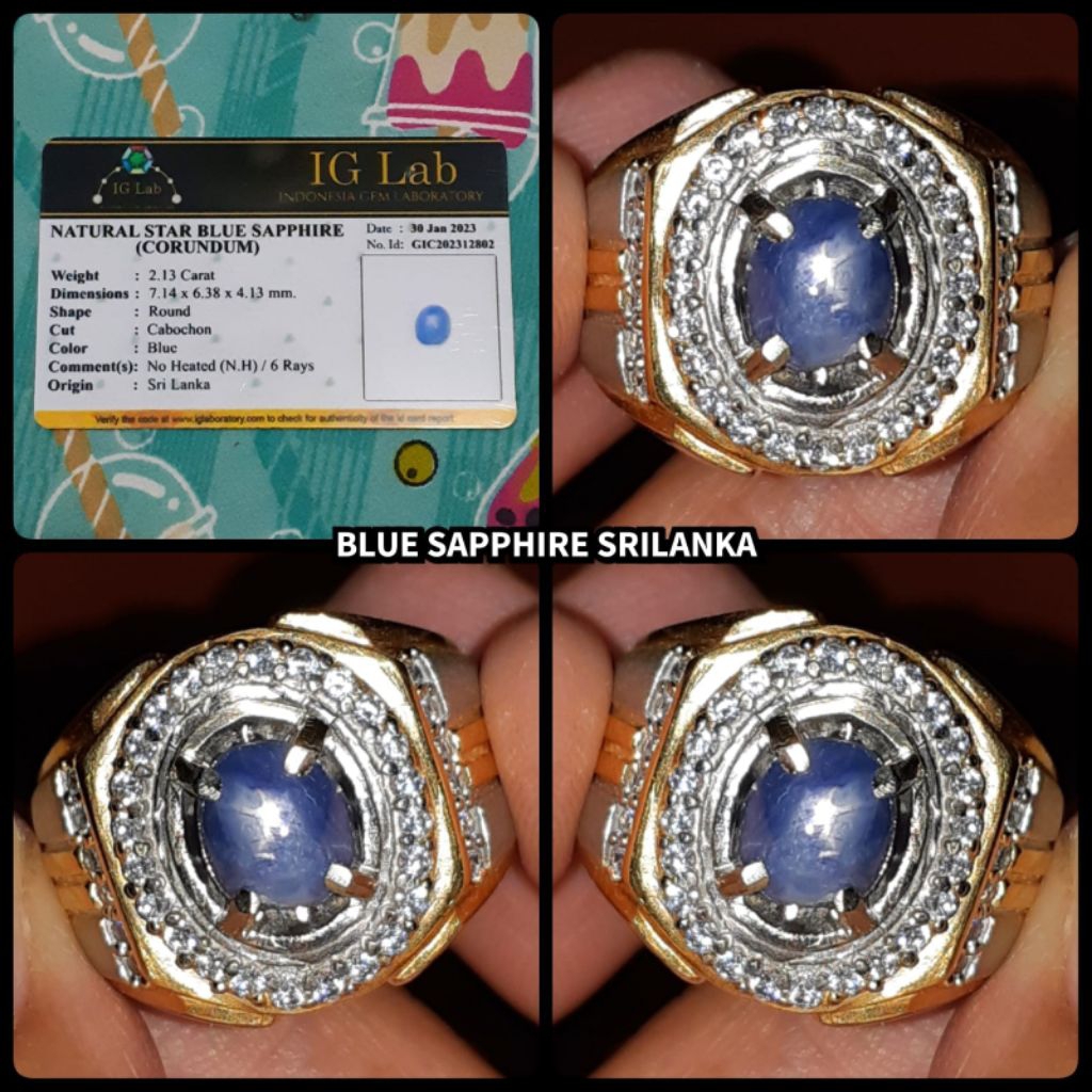 BLUE SAPPHIRE STAR ASLI SRILANKA CEYLON