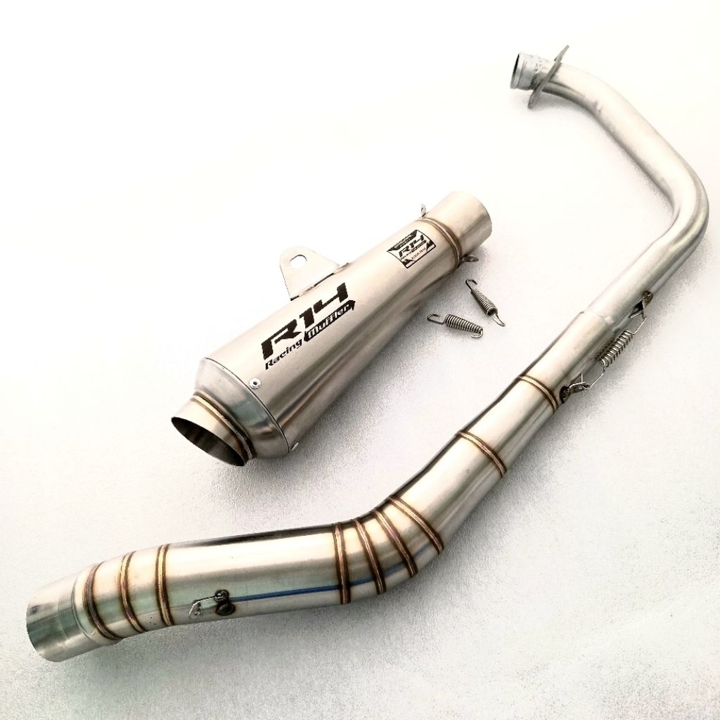 best seller Knalpot racing ori r14 full set bas gahar untuk motor,fu150 karbu/fi,gsx150,supra gtr,so