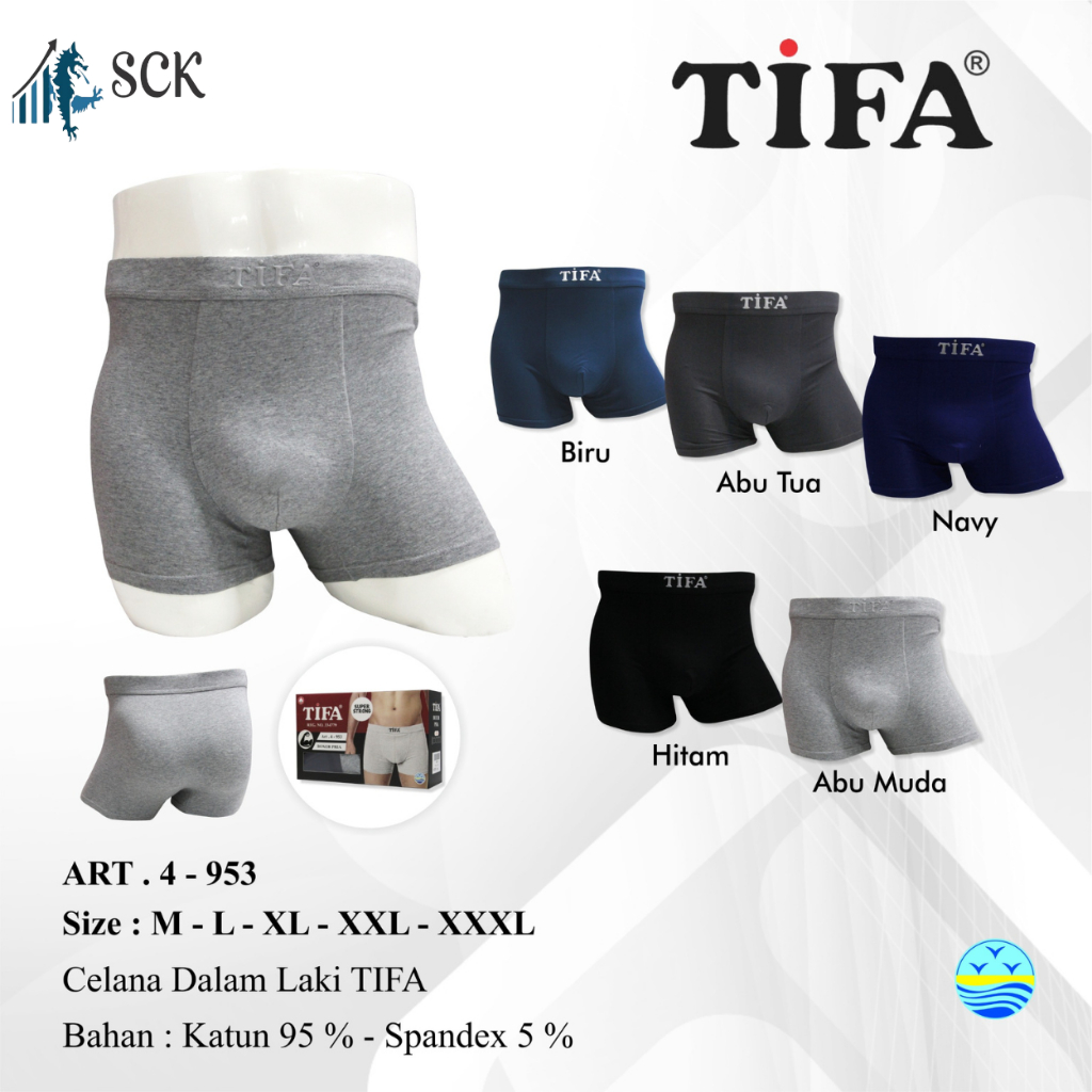 [ISI 3] CD Pria TIFA 4953 Model BOXER Bahan Katun Premium / Celana Dalam Pria Boxer - TIFA 4953 Prem