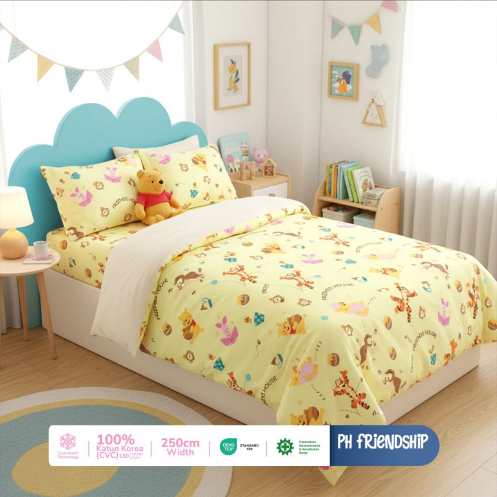 SPREI ANTI GESER SPREI(TANPA BC) KATUN CVC STAR KATUN LOKAL UK 90X200-200X200 MOTIF ANAK-ANAK PH FRI
