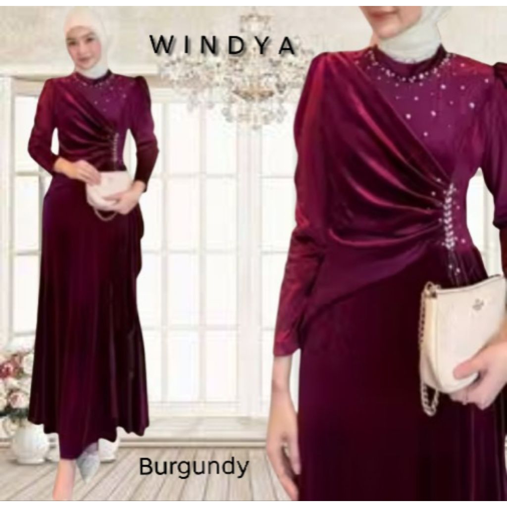 WINDYA DRESS GAMIS PESTA BLUDRU SUPER STRETCH PREMIUM GAMIS PESTA BUSANA MUSLIMAH SERAGAMAN LEBARAN 