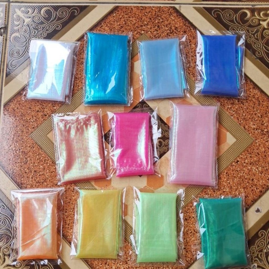 ± 25 x 35 cm KAIN ORGANDI PELANGI BULU MUTIARA KONTREKAN