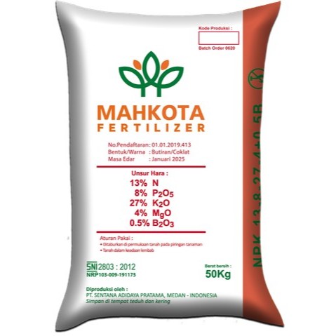 Pupuk NPK mahkota 13-8-27-4+0.5B 50kg