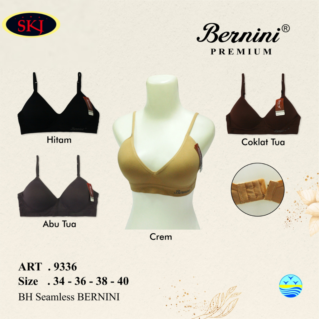 BH Wanita BERNINI 9336 Busa Tipis Tanpa Kawat Soft / BH Ukuran 34-40 CUP B /Pakaian Dalam Cewek - SK