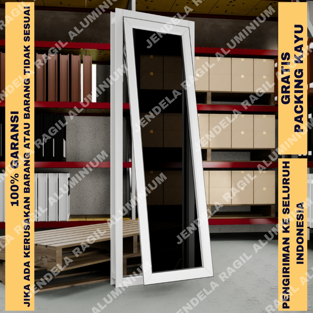 Jendela 1 Daun Aluminium Jungkit Polos Ukuran Tinggi 150 x Panjang 50 Cm (150x50) Garansi 100%