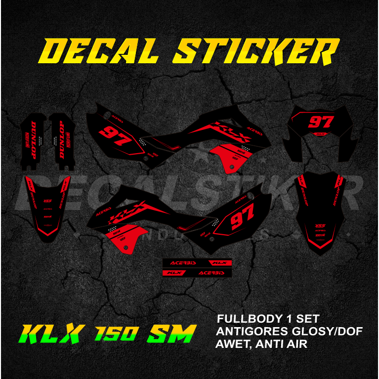 DECAL STIKER KLX 150 SM (007) DEKAL STICKER KLX SE S FULLBODY 2023 2024 2025 MERAH JINGGA OREN ORANY