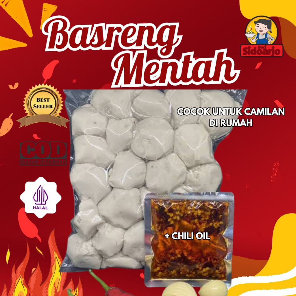 Basreng Mentah Chili Oil Kemasan 1 Kg Chili Oil– Baso Goreng Mentah Pedas | Bahan Masakan Pedas | Ba