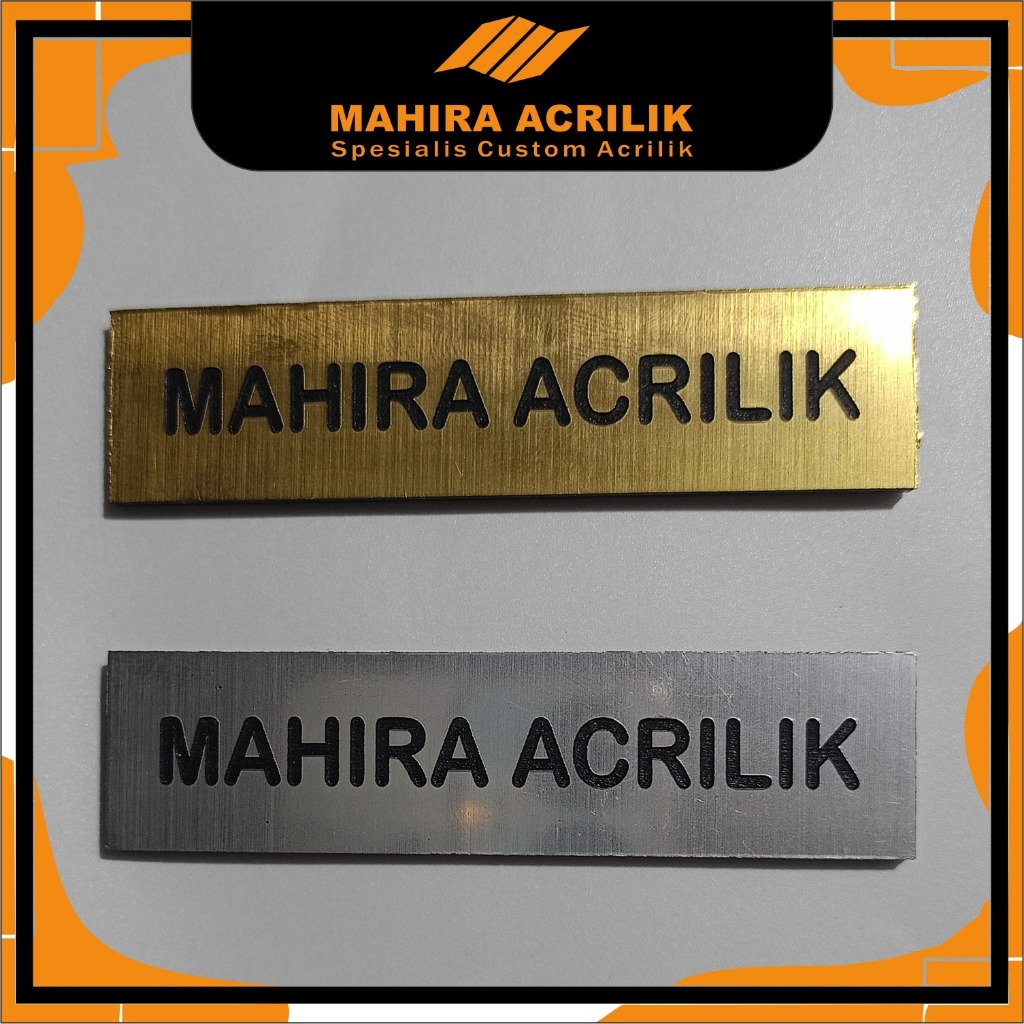 Name Tag Gravir Ukir Emas - Silver / Papan Nama Dada Ukir Elegan