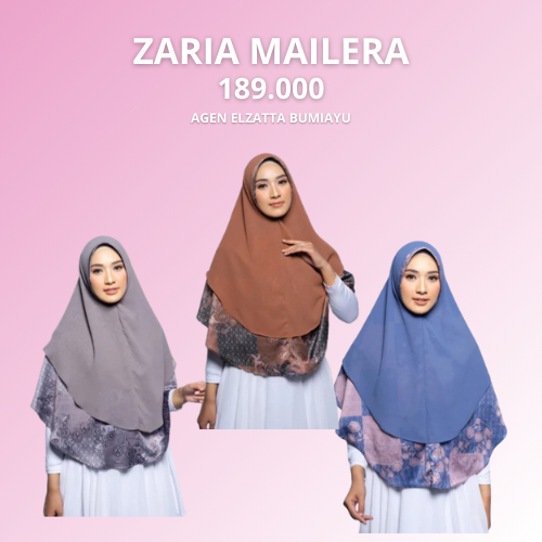 Elzatta Bergo Zaria Mailera Hijab Instan Bahan Satin Hiab Simple Motif