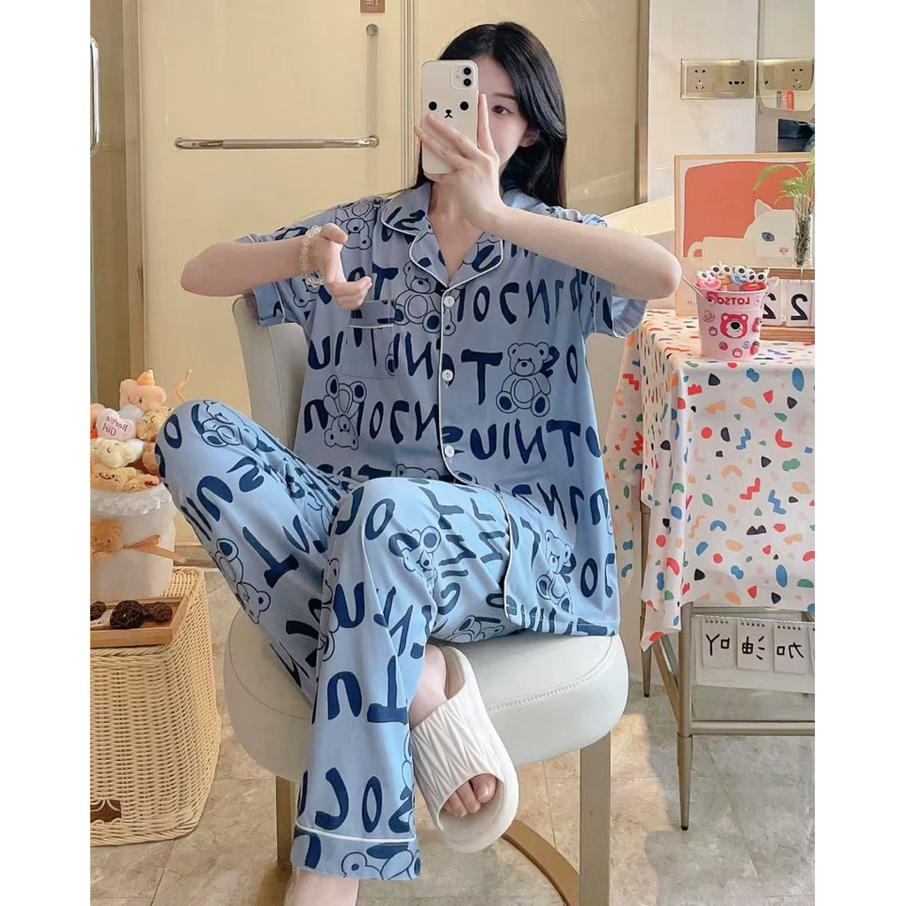 Piyama Import Celana Panjang Wanita, Baju Tidur Celana plOanjang  Import Wanita,Set Piyama Wanita Ce