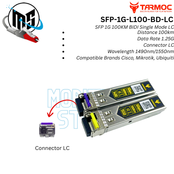 Tarmoc SFP-1G-L100-BD-LC |SFP 1G BIDI 100KM LC SFP 1G 100KM Singlemode
